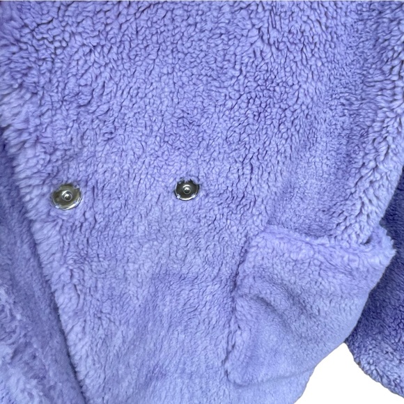 NWT - Topshop teddy midi coat with patch pockets in purple. Size 4 only. - Picture 8 of 8